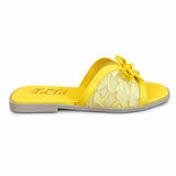 Slipper Flat Leather And Dentelle With Bow SL-250