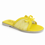 Slipper Flat Leather And Dentelle With Bow SL-250