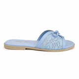 Slipper Flat Leather And Dentelle With Bow SL-250
