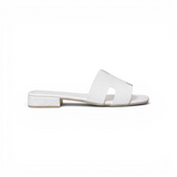 Slippers flat leather Stylish with the letter H - SL-230