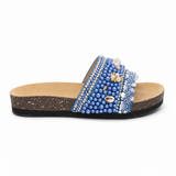 Slippers flat decorated with pearls and shells SL-263