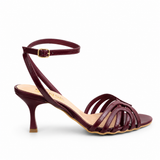 Sandal leather thin heel and overlapping strips SN-823