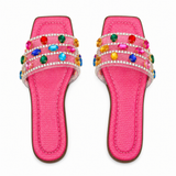 Slipper Flat Transparent Studded With Diamonds SL-256