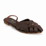 Mules Flat Leather With Elastic Elegant SB-708