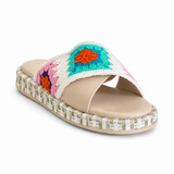 Slipper Flat Leather And Decorated Fabric SL-257
