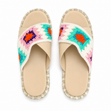 Slipper Flat Leather And Decorated Fabric SL-257