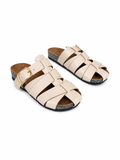 Slippers Flat Leather Glossy With Many Strap SL-246