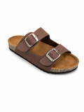 Slippers Flat leather Matte With Double Strape Buckles SL-245