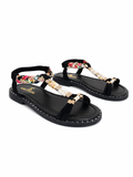 Sandal Flat Leather Embroidered SF-68