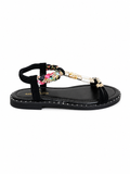 Sandal Flat Leather Embroidered SF-68