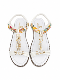 Sandal Flat Leather Embroidered SF-68