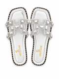 Slipper Flat Leather Embroidered Letter H SL-249