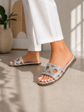 Slipper Flat Leather Embroidered SL-248