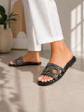 Slipper Flat Leather Embroidered SL-248