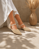 Sandals Flat Burlap And Leather With Buckle SF-59