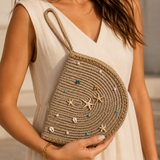Handbags raffia Decorated with accessories ZK-4