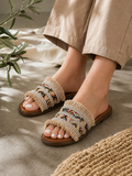Slippers Flat Leather With Fringed SL-242