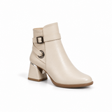 Ankle Boot Women's Leather Mid Heel With distinctive details R-30