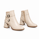 Ankle Boot Women's Leather Mid Heel With distinctive details R-30