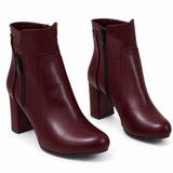 Ankle Boot Heels Leather With Zipper R-25