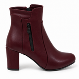 Ankle Boot Heels Leather With Zipper R-25