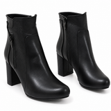 Ankle Boot Heels Leather With Zipper R-25