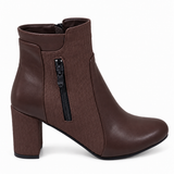 Ankle Boot Heels Leather With Zipper R-25
