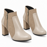 Leather And Suede Heel Boot R-9