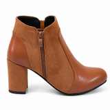 Leather And Suede Heel Boot R-9
