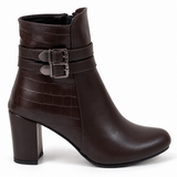 Women’s Double Buckle Block Heel Ankle Boots R-26