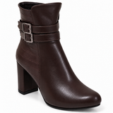 Women’s Double Buckle Block Heel Ankle Boots R-26
