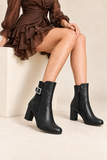 Women’s Block Heel Ankle Boots with Side Buckle R-27