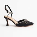 Shoe Heel Satin With Bow F-21