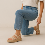 Sandal Flat Burlap With Buckle Elegant K-18