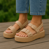 Sandal Flat Burlap With Buckle Elegant K-18