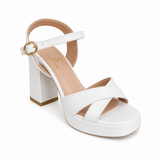 Sandal High Heel Leather Glossy With Buckle H-15