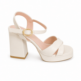 Sandal High Heel Leather Glossy With Buckle H-15