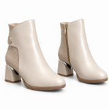 Ankle Boot Mid Heel Leather Distinctive design R-29