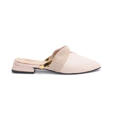 Mules Flat Leather with burlap ribbon SB-18