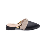 Mules Flat Leather with burlap ribbon SB-18