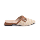 Mules Flat Burlap And Leather SB-16