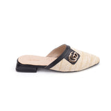 Mules Flat Burlap And Leather SB-16