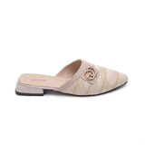 Mules Flat Burlap And Leather SB-16