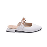 Mules Flat Leather With chain SB-17