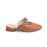 Mules Flat Leather With chain SB-17
