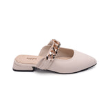 Mules Flat Leather With chain SB-17
