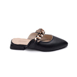 Mules Flat Leather With chain SB-17