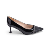 shoe heeled Leather with shiny strap GZ-10