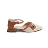 Sandal Flat Burlap And Leather With Buckle SF-46