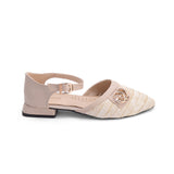 Sandal Flat Burlap And Leather With Buckle SF-46